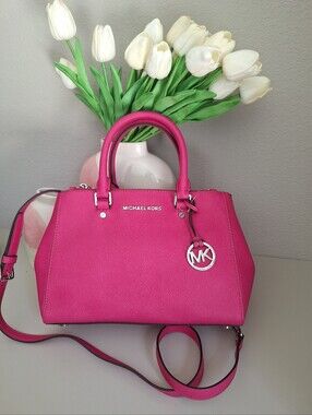 NWT Michael kors sutton Raspberry Leather satchel bag